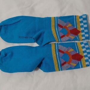 Vintage Peter Max 1988 Blue Patterned Socks